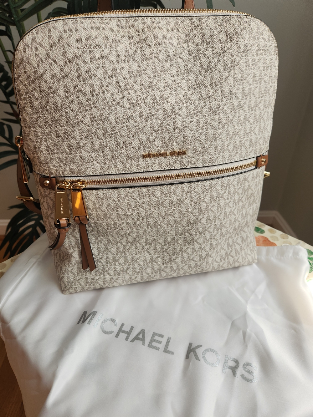 Michael Kors Jet Set Vanilla Signature Canvas Backpack